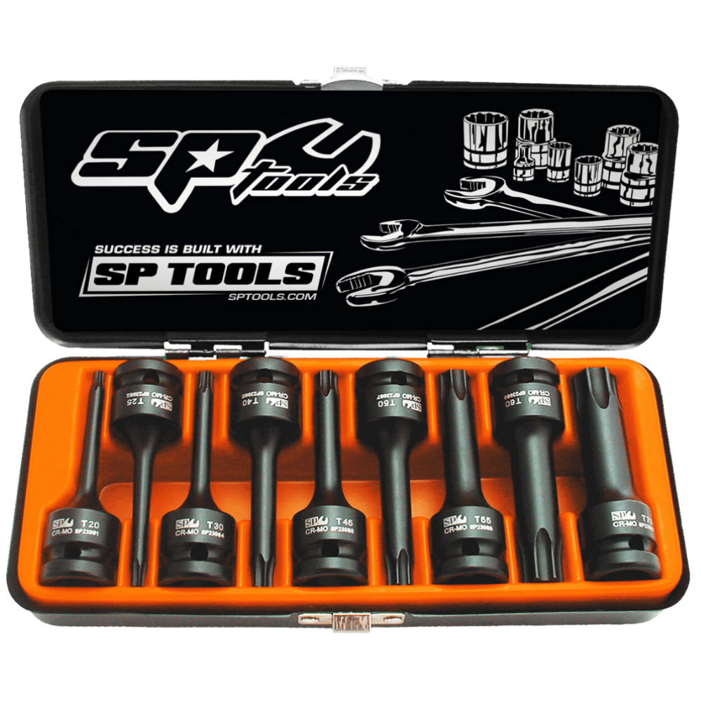 Conjunto de Chaves de Caixa de Impacto Torx Exterior Compridas 1/2" – 9 Peças