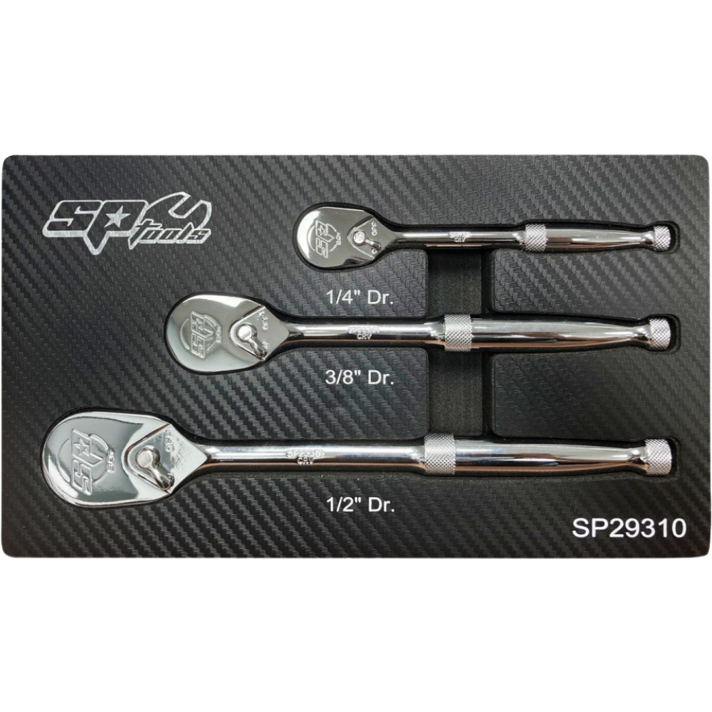 Conjunto de Roquetes 90 Dentes com Cabeça Selada – 1/4", 3/8" e 1/2" – 3 Peças