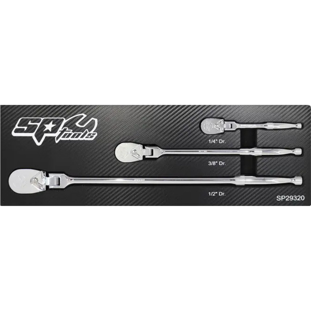 90T Flex Head Sealed Ratchet Set – 1/4", 3/8" & 1/2" – 3 Pieces