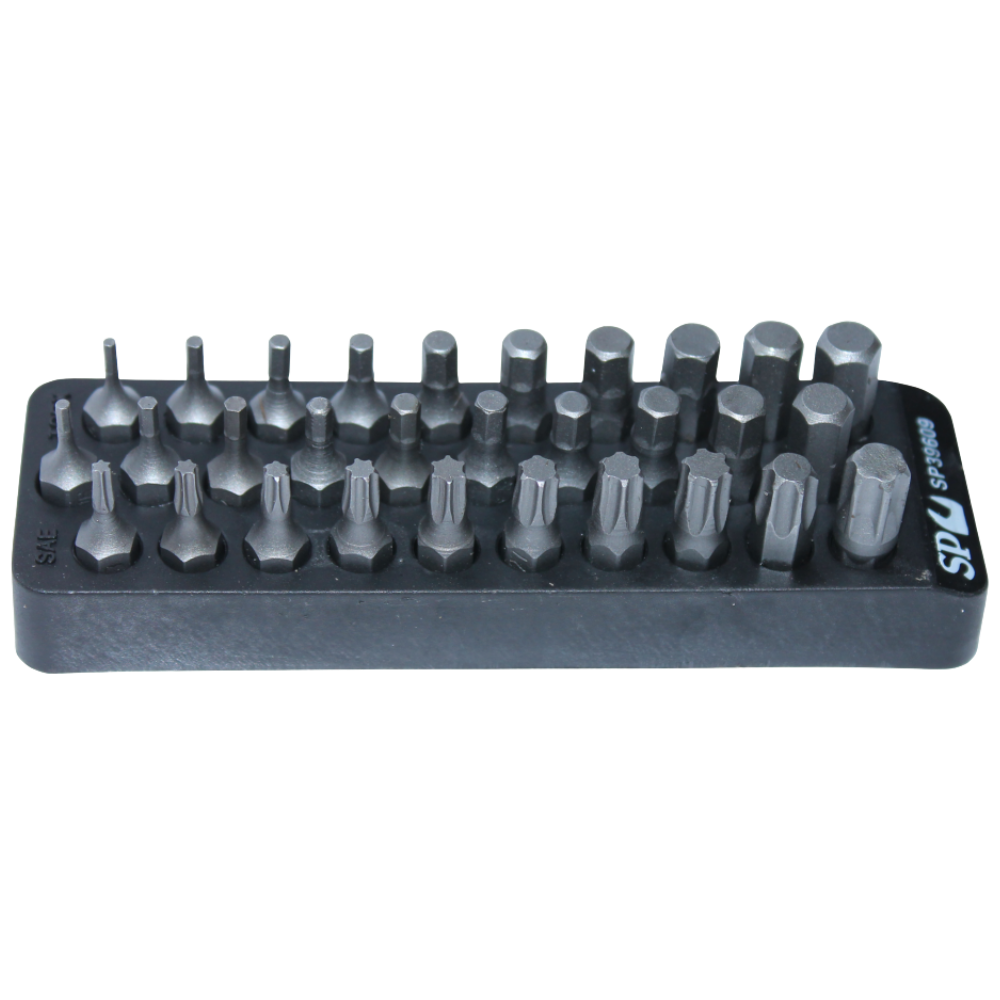 Conjunto de Bits Sextavados Métricos, SAE e Torx – 30 Peças